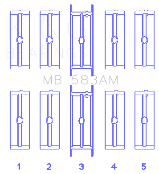 King Engine Bearings Ford 239/256/272/292 (Size .010) Crankshaft Main Bearing Set