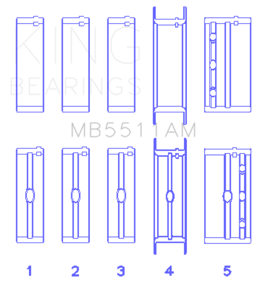 King Engine Bearings GM V8 OHV 16 Valve (Size STD) Main Bearing Set