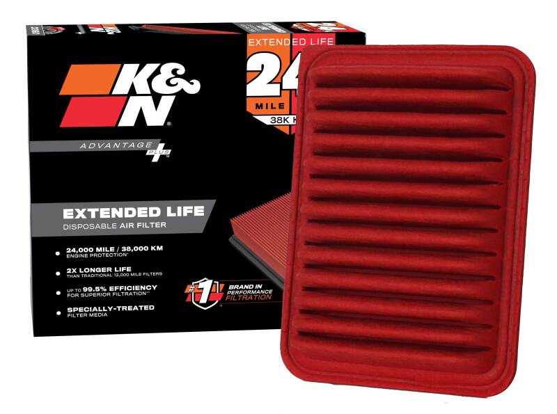 K&N Advantage Plus Air Filter 24K Miles Toy Yaris 06-10Corolla 07-10Pont Vibe 09-10Scion Xd 08-09
