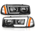Raxiom 99-06 Chevrolet Sierra 1500 Axial Series LED DRL Headlights- Black Housing- Clear Lens