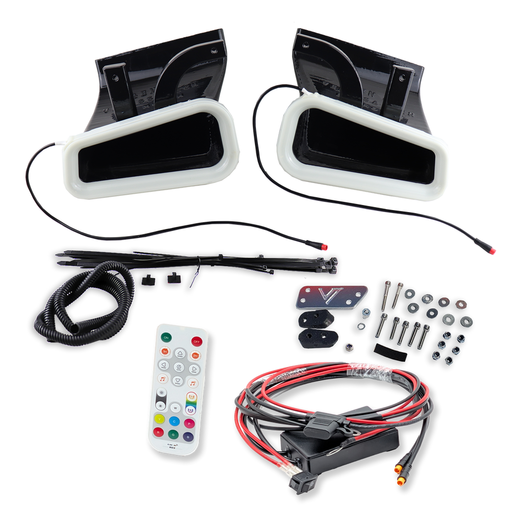 2016-2022 Infiniti Q60 Red Sport Dual BIG MOUTH LIT KIT Ram Air Intake Snorkels
