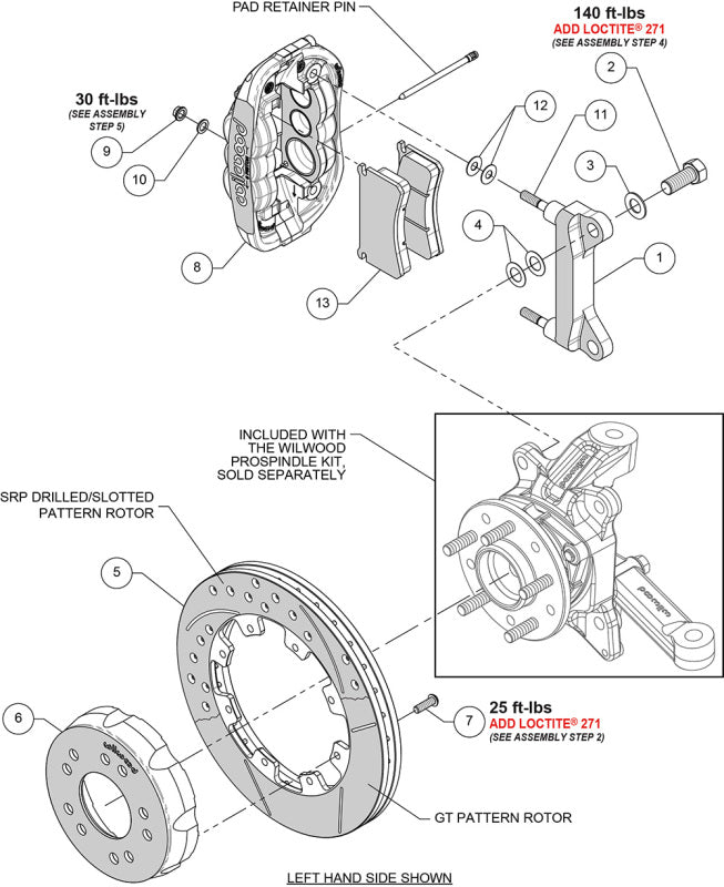 Wilwood kit front XRS6R wwe C10 alum pro spindle 12.19 rotor SRP