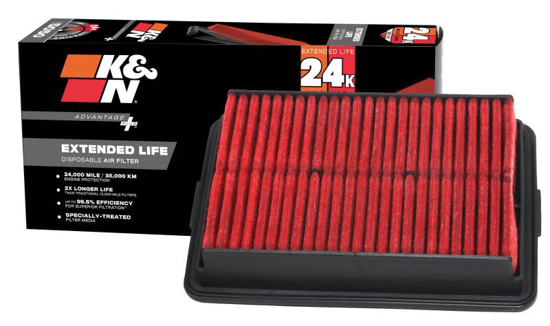 K&N Advantage Plus Air Filter 24K Miles Hyundai Elantra L4-2.0L F/I 17-18