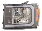 Raxiom 07-13 Chevrolet Sierra 1500 Axial Series Headlights/Seq LED Bar- Black- Clear Lens