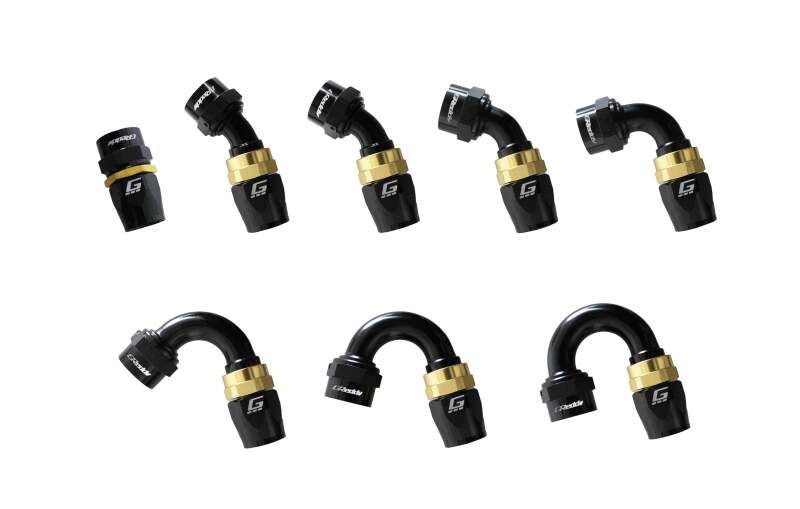 GReddy AN06 90 DEGREE HOSE END SWIVEL BLACK/GOLD ANODIZED