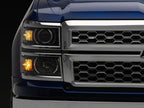 Raxiom 14-15 Chevrolet Silverado 1500 OE Projector Headlights/Chrome Trim- Black- Clear Lens