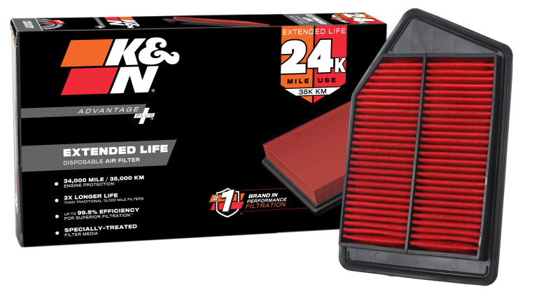 K&N Advantage Plus Air Filter 24K Miles Honda Accord L4-2.4L F/I 13-17
