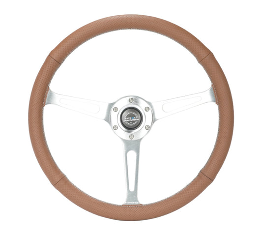NRG Reinforced Steering Wheel (380mm/1in. Deep) Perforated Brown Leather
