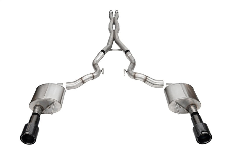 Corsa 2024 Ford Mustang GT Convertible 3in Sport Cat-Back Exhaust - 4.5in Black Carbon Fiber Tips