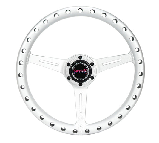 NRG All Aluminum Steering Wheel 330mm - Extra Light- Ergonomic Grip- Anadized Silver