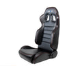 NRG Reclinable Racing Seats (Pair) Black Leather w/NRG Logo Red Stitch