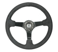 NRG Reinforced Steering Wheel (350mm / 3in. Deep) Blk Alcantara w/ Blk Stitching - Matte Black Spoke