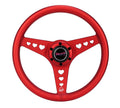NRG All Aluminum Steering Wheel 330mm - Heart Cut Out- Ergonomic Grip- Anadized Red