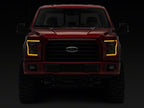 Raxiom 15-17 Ford F-150 LED Projector Headlights with LED Amber DRL- Black Housing- Clear Lens