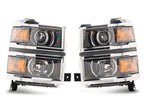 Raxiom 14-15 Chevrolet Silverado 1500 OE Projector Headlights/Chrome Trim- Black- Clear Lens