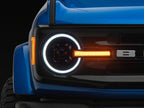 Raxiom 21-26 Ford Bronco LED Halo Headlights with White Backlight- Black Housing- Clear Lens