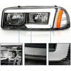 Raxiom 99-06 Chevrolet Sierra 1500 Axial Series LED DRL Headlights- Black Housing- Clear Lens
