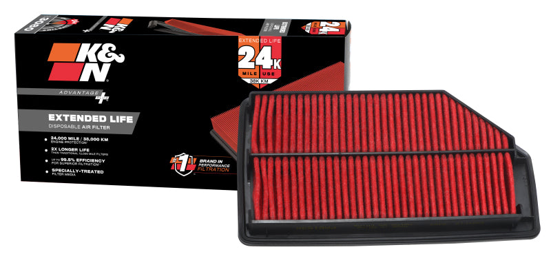 K&N Advantage Plus Air Filter 24K Miles Honda Odyssey V6-3.5L F/I 11-17
