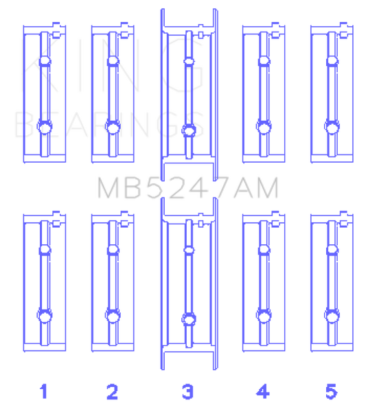 King Engine Bearings Chevrolet L4 2.2L Ecotec AM-Series Main Bearings (Set of 5)