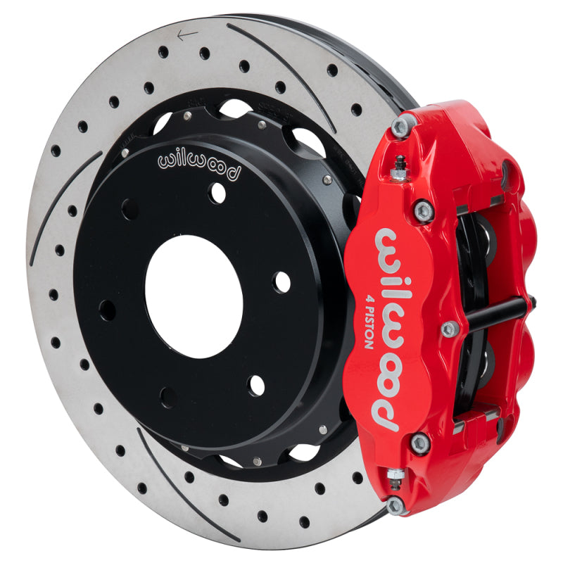 Wilwood 03-08 Audi A4 FNSL4R Rear Big Brake Kit 12.88in Drilled & Slotted Rotor - Red