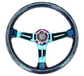 NRG Reinforced Steering Wheel (350mm / 2in. Deep) Matsuri Smoke Clear Acrylic w/ Neochrome Spoke