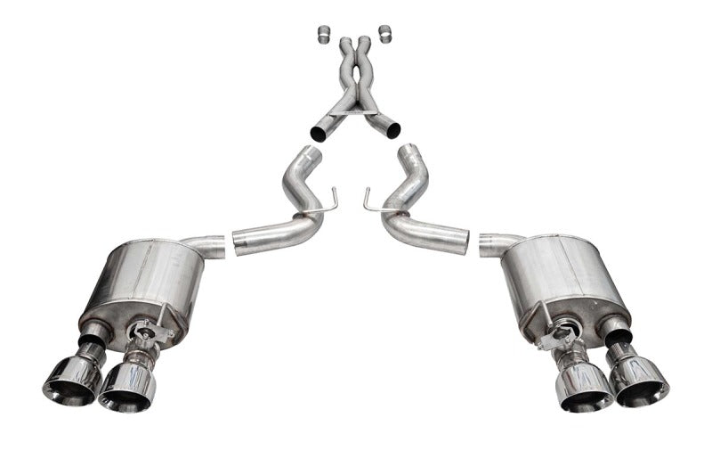Corsa 20-22 Ford Mustang GT500 3.0in Dual Rear Exit Catback w/ Twin 5.0in Polish Slash Cut Pro Tips