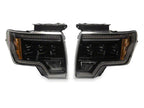 Raxiom 09-14 Ford F-150 CXR Series LED Headlights with Amber DRL- Black Housing- Clear Lens