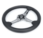 NRG Light Weight Gaming Steering Wheel - 350mm 3 Chrome Silver Spokes Perforated Leather